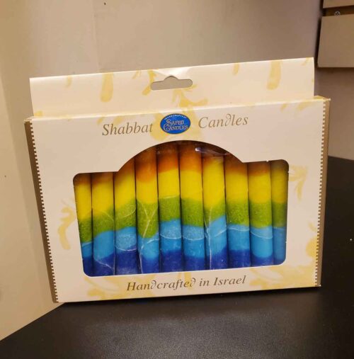 Assorted colors Safed Shabbat candles