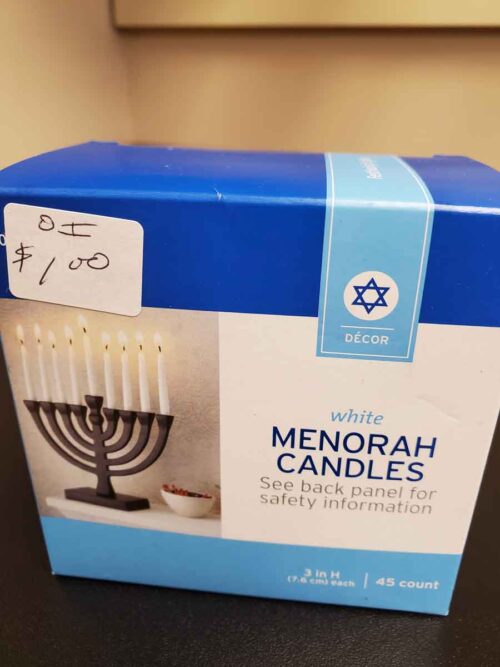 Short white Hanukah candles regular size base